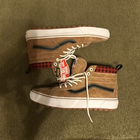 VANS Sk8 Hi MTE-1 Mens US Size 8.5 Plaid Brown Red Black WhiteVN0A5HZYY49 new